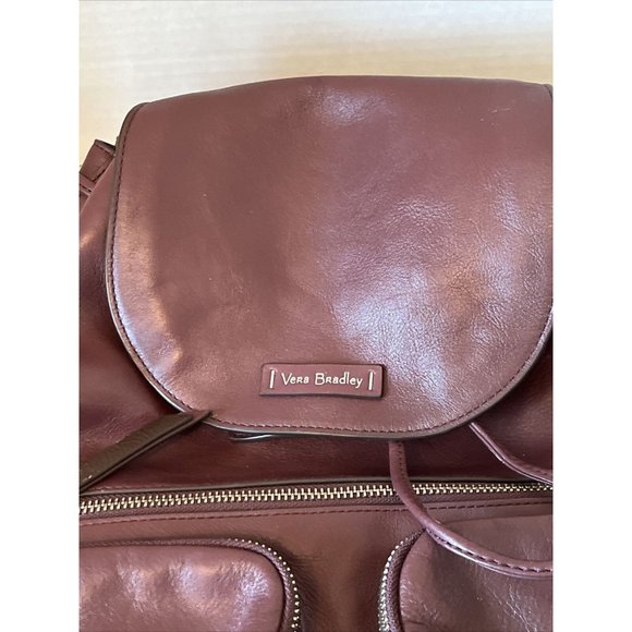 Vera Bradley Women\'s Leather Gallatin Cargo Backpack Burgundy Wine NICE! main image 9